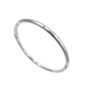 Bracelete Aro Liso Banhado a Ródio Branco