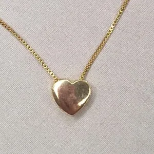 Conjunto Colar e Brinco Coração Liso Banhado a Ouro 18k