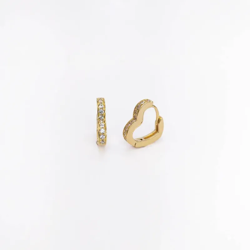 Argolinha de Coração Cravejada Banhada a Ouro 18k 12mm