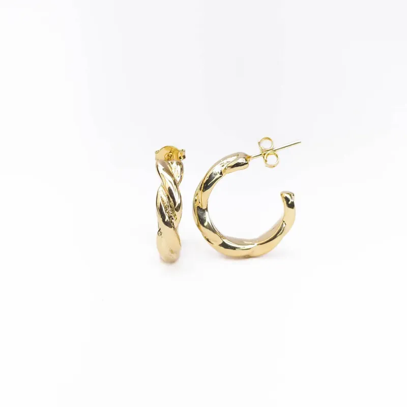 Argola Entrelaçada Banhada a Ouro 18k 15mm