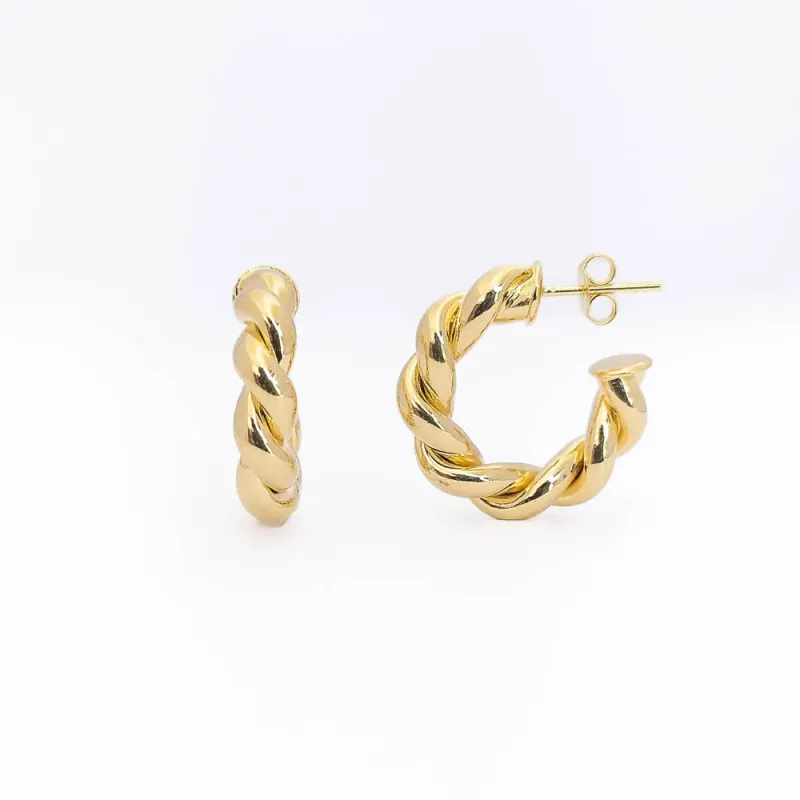 Argola Entrelaçada Banhada a Ouro 18k