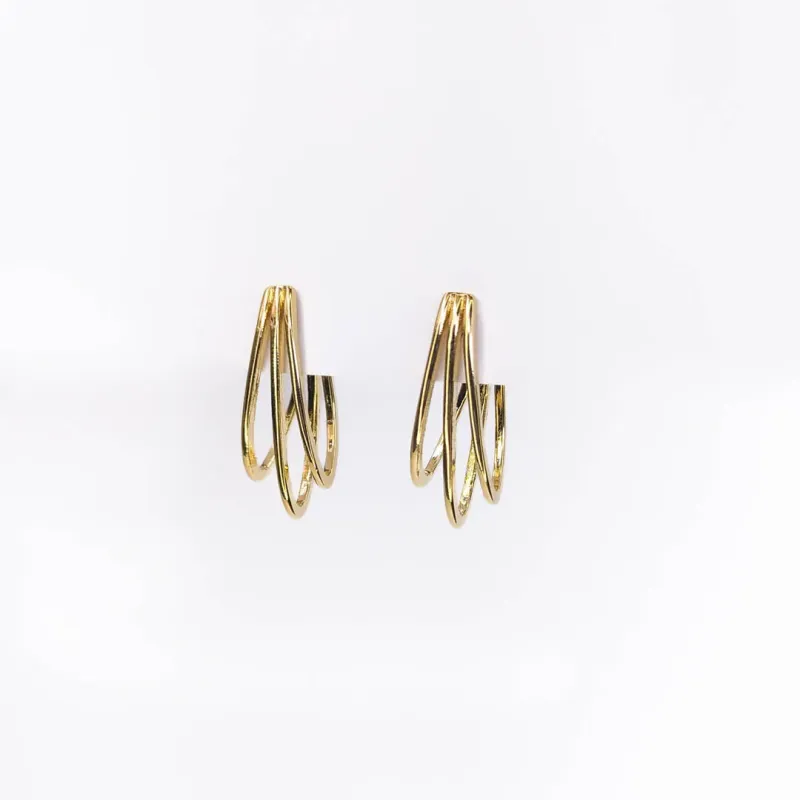 Argola Tripla Aro Fino Banhada a Ouro 18k