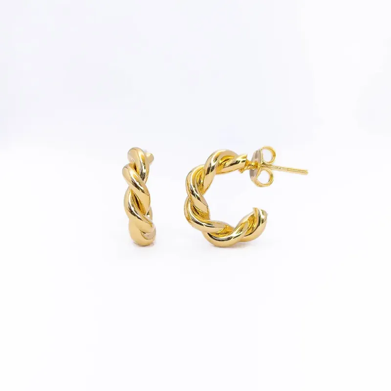 Argolinha Entrelaçada Banhada a Ouro 18k