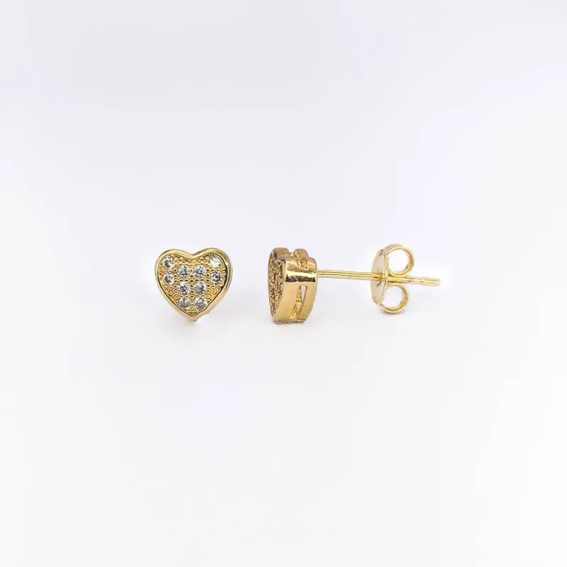 Brinco Coração Cravejado Zircônias Banhado a Ouro 18k