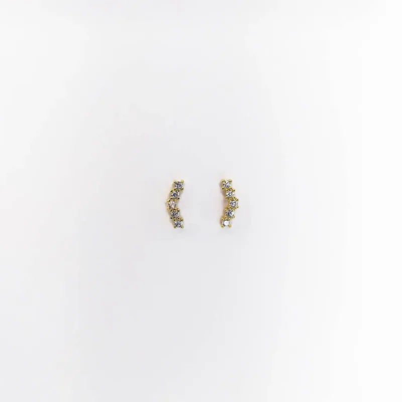 Brinco Curvo Cravejado Zircônias Banhado a Ouro 18k