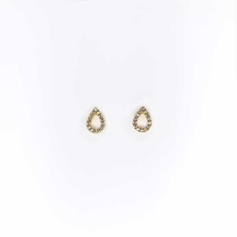 Brinco Gota Vazado Cravejado Zircônias Banhado a Ouro 18k
