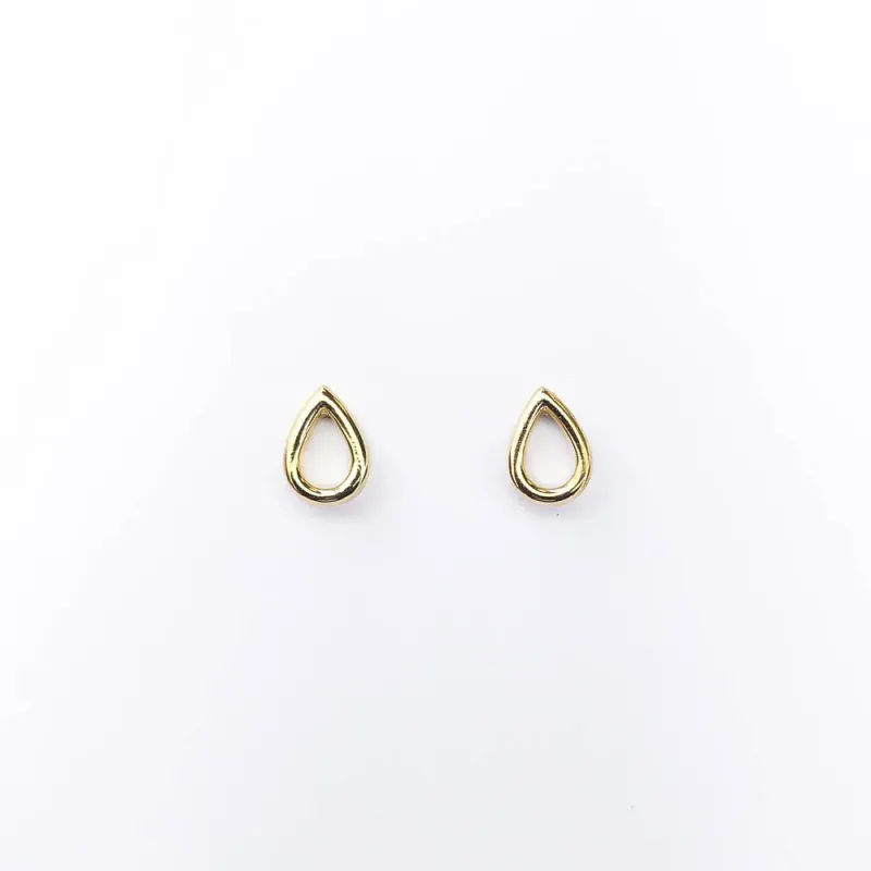 Brinco Gota Vazado Liso Banhado a Ouro 18k