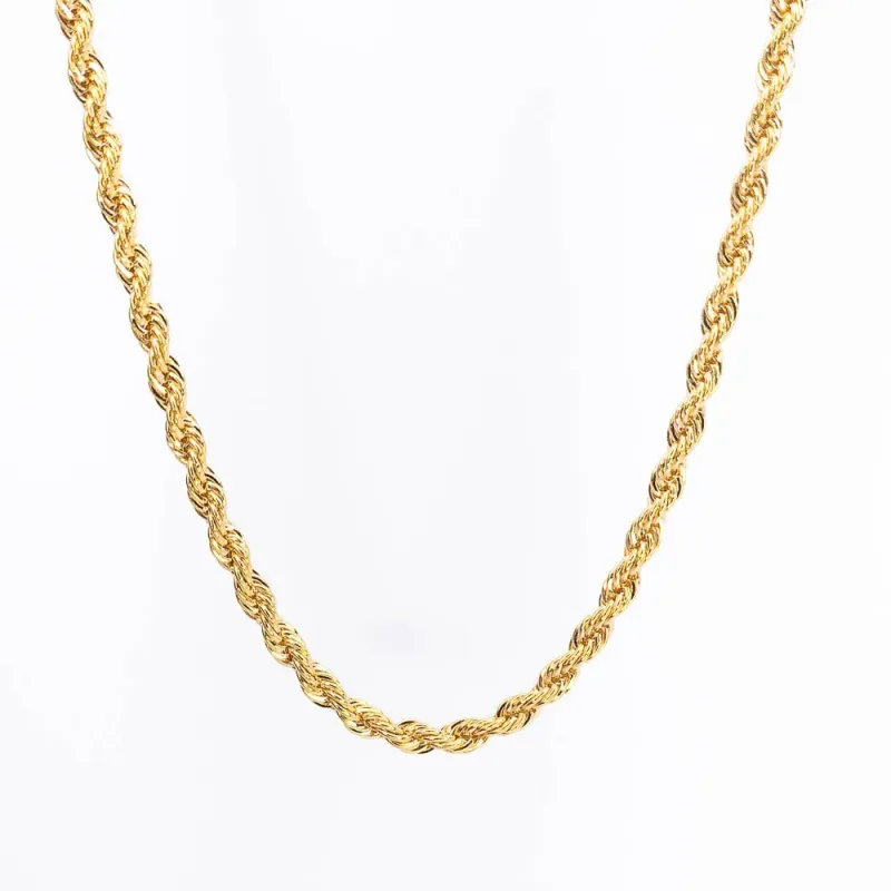 Colar Cordão Baiano Banhado a Ouro 18k  3mm