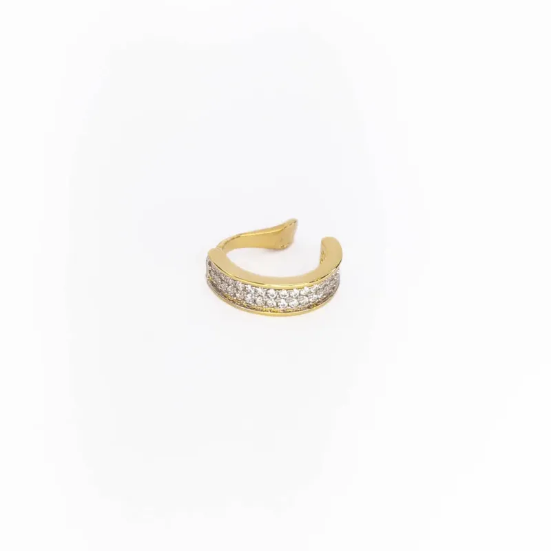 Piercing Fake Dois Filetes de Zircônia Banhado a Ouro 18k