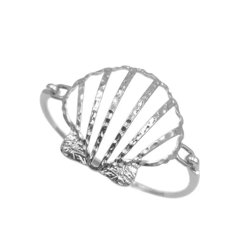 Bracelete Concha Vazado Banhado a Ródio Branco
