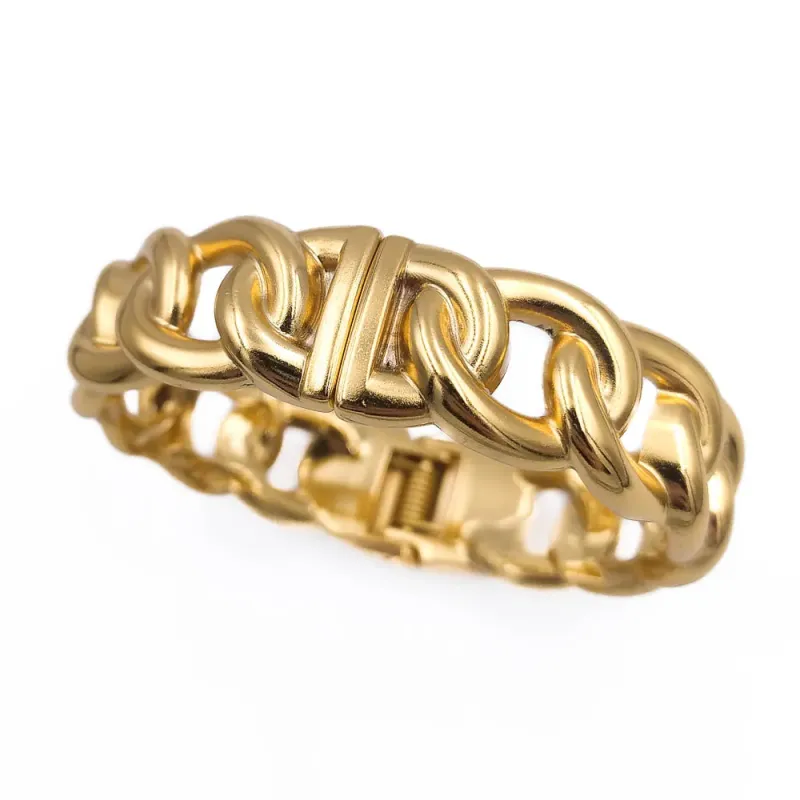 Bracelete Elos Rígidos Correntaria Banhado a Ouro 18k