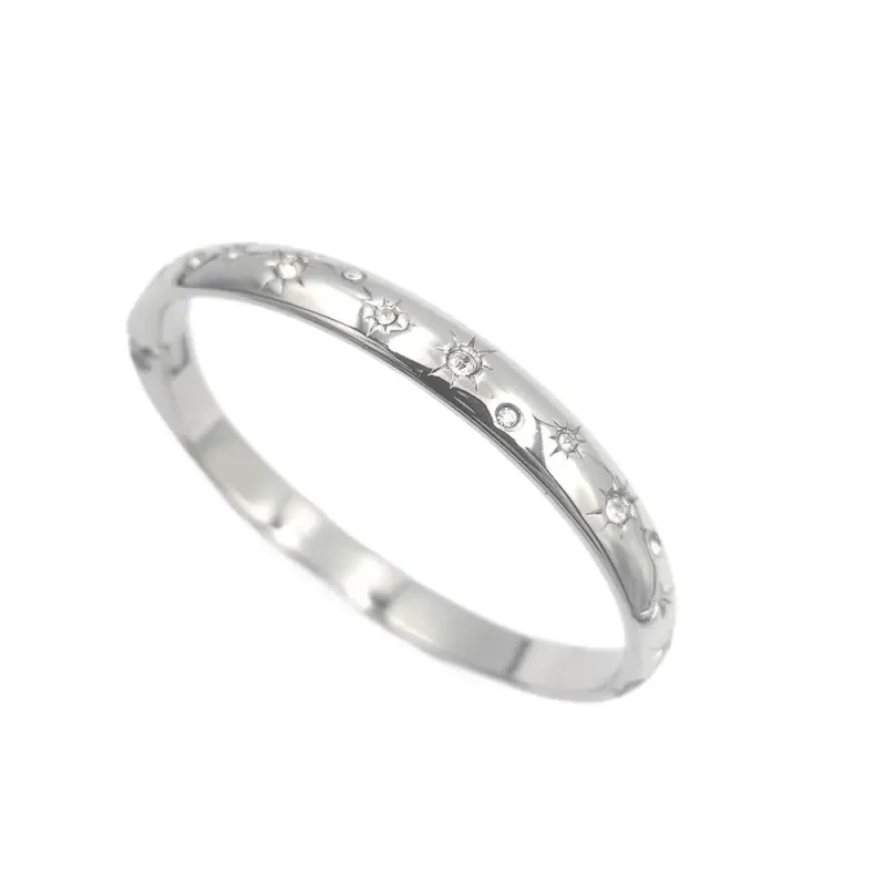 Bracelete Star Banhado a Ródio Branco