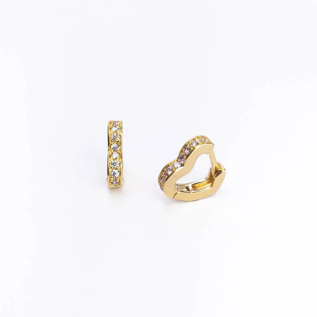 Argolinha de Coração Cravejada Banhada a Ouro 18k 10mm