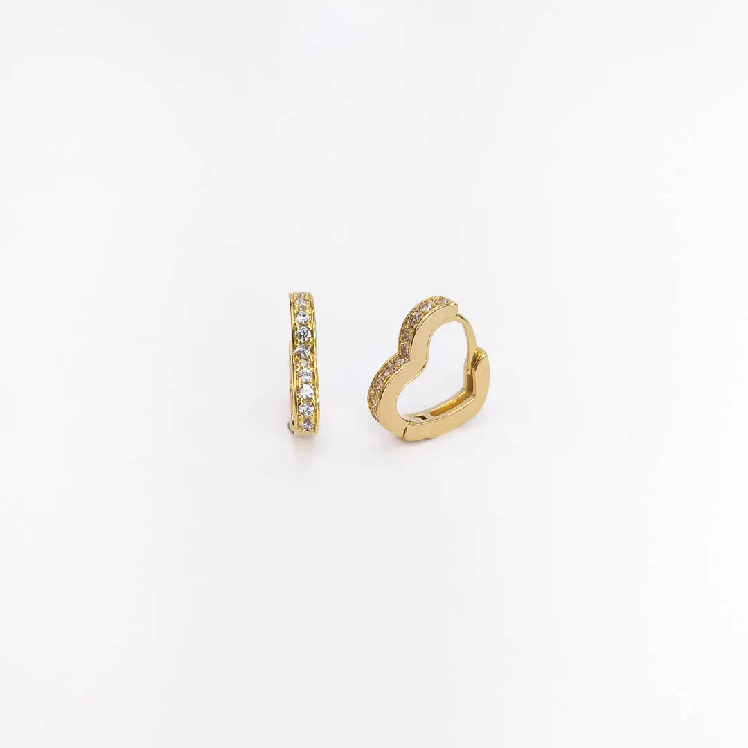 Argolinha de Coração Cravejada Banhada a Ouro 18k 12mm