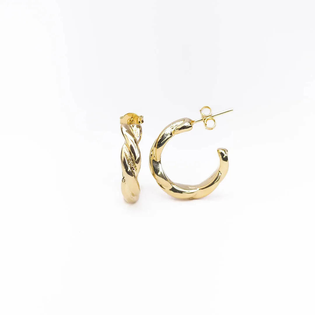 Argola Entrelaçada Banhada a Ouro 18k 15mm