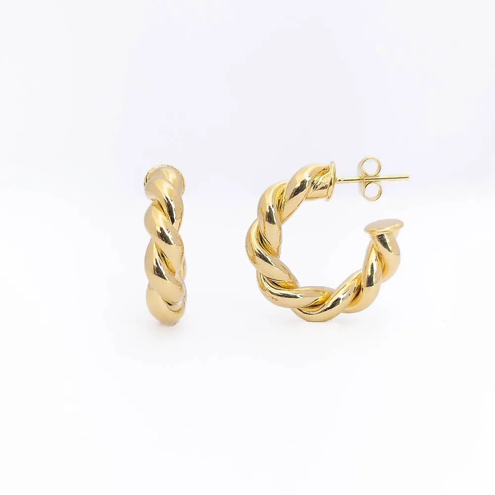 Argola Entrelaçada Banhada a Ouro 18k
