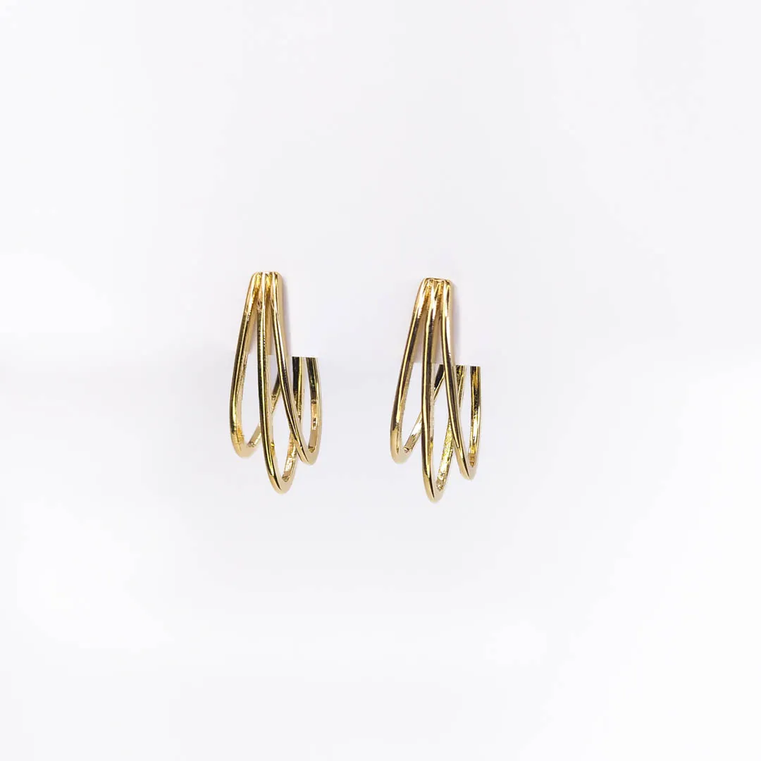 Argola Tripla Aro Fino Banhada a Ouro 18k