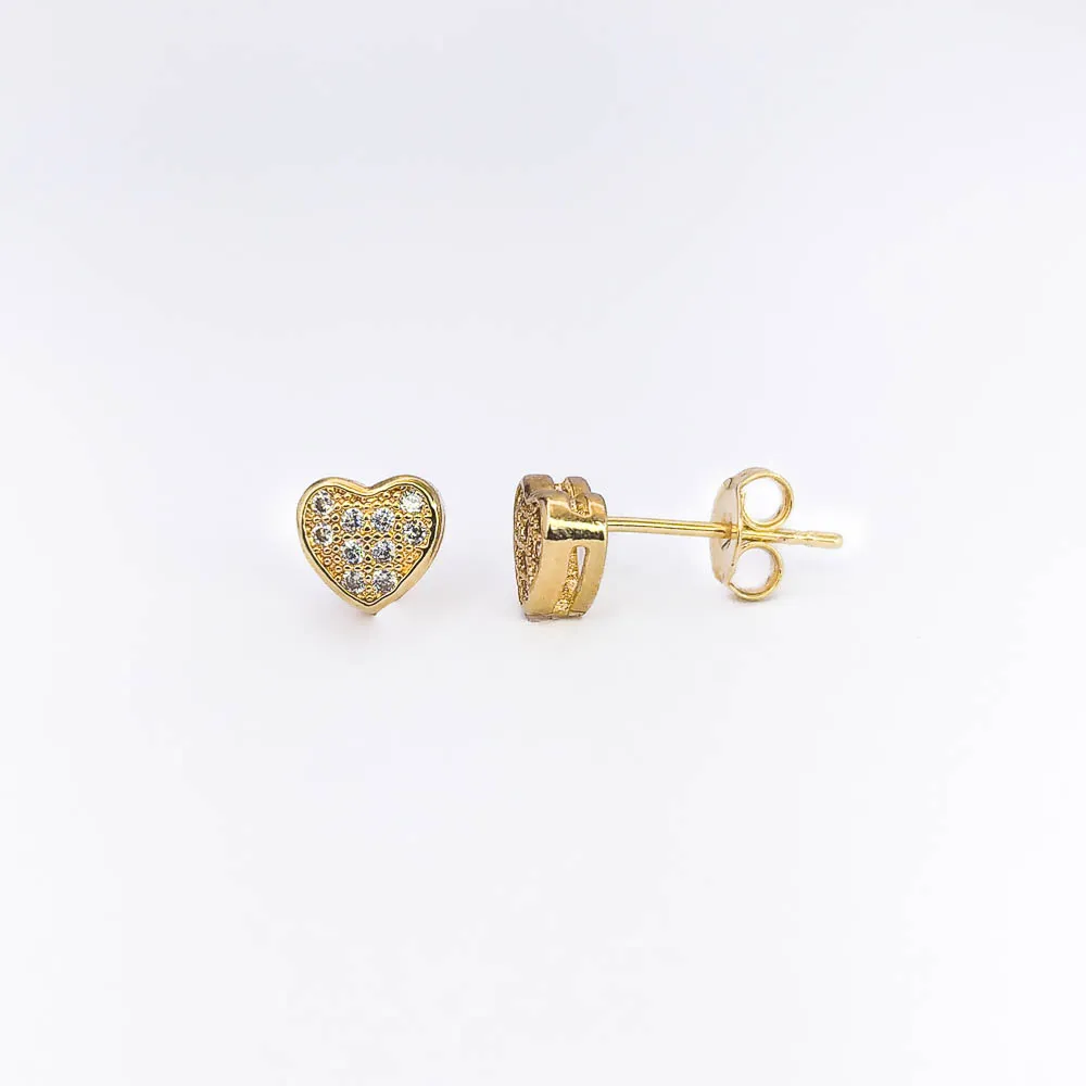 Brinco Coração Cravejado Zircônias Banhado a Ouro 18k