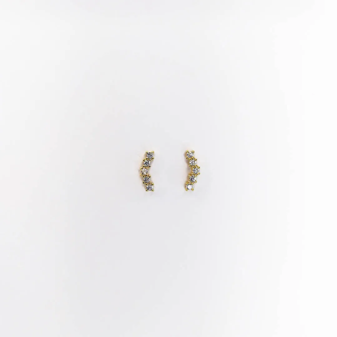 Brinco Curvo Cravejado Zircônias Banhado a Ouro 18k