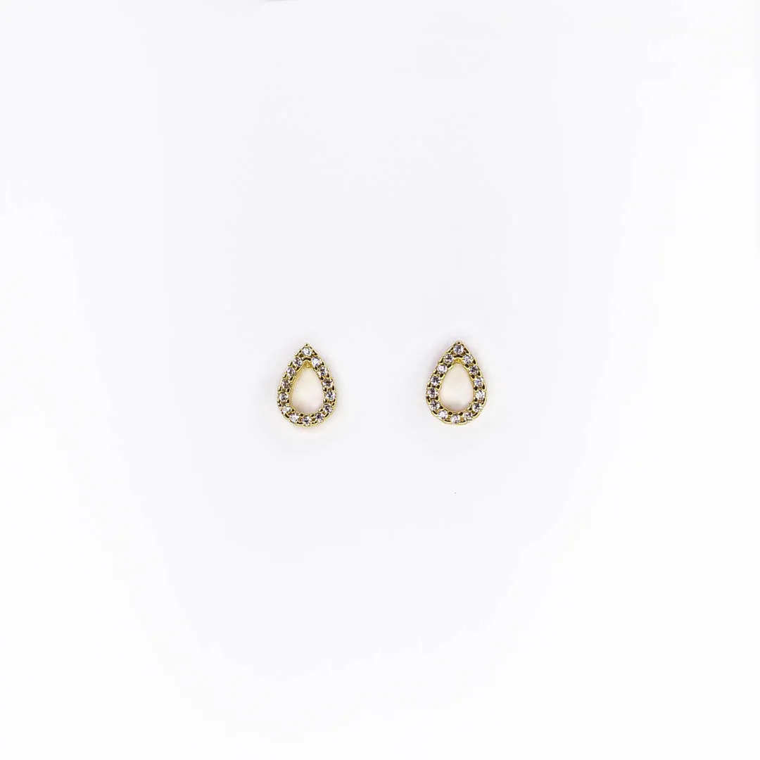 Brinco Gota Vazado Cravejado Zircônias Banhado a Ouro 18k