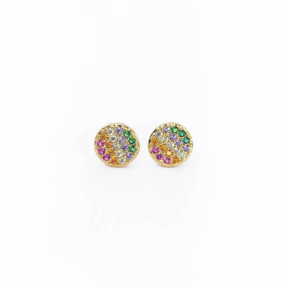 Brinco Redondo Cravejado Zircônias Coloridas Banhado a Ouro 18k