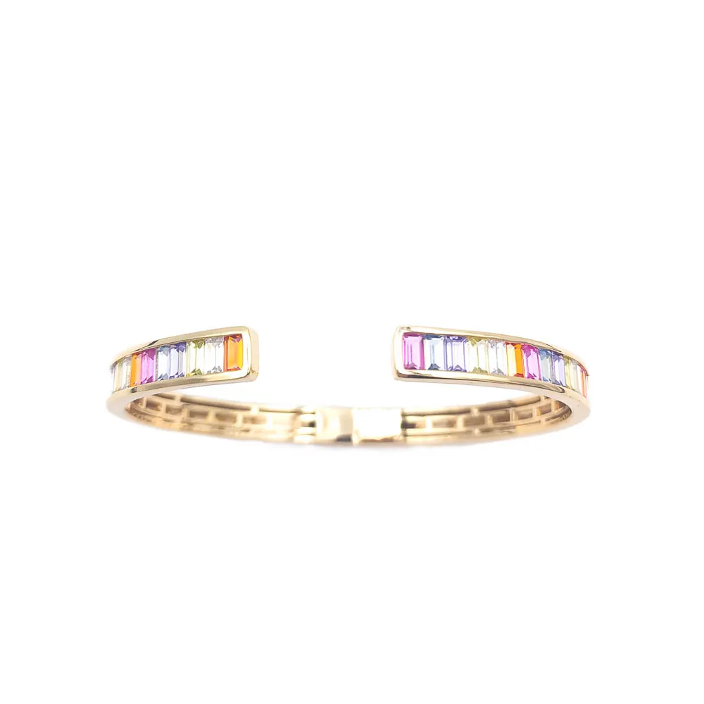 Bracelete Cravejado Zircônias Coloridas Banhado a ouro 18k