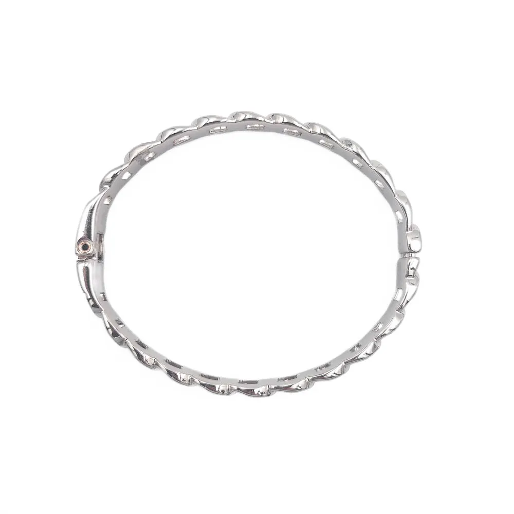 Bracelete Rígido Correntaria banhado a Ródio Branco
