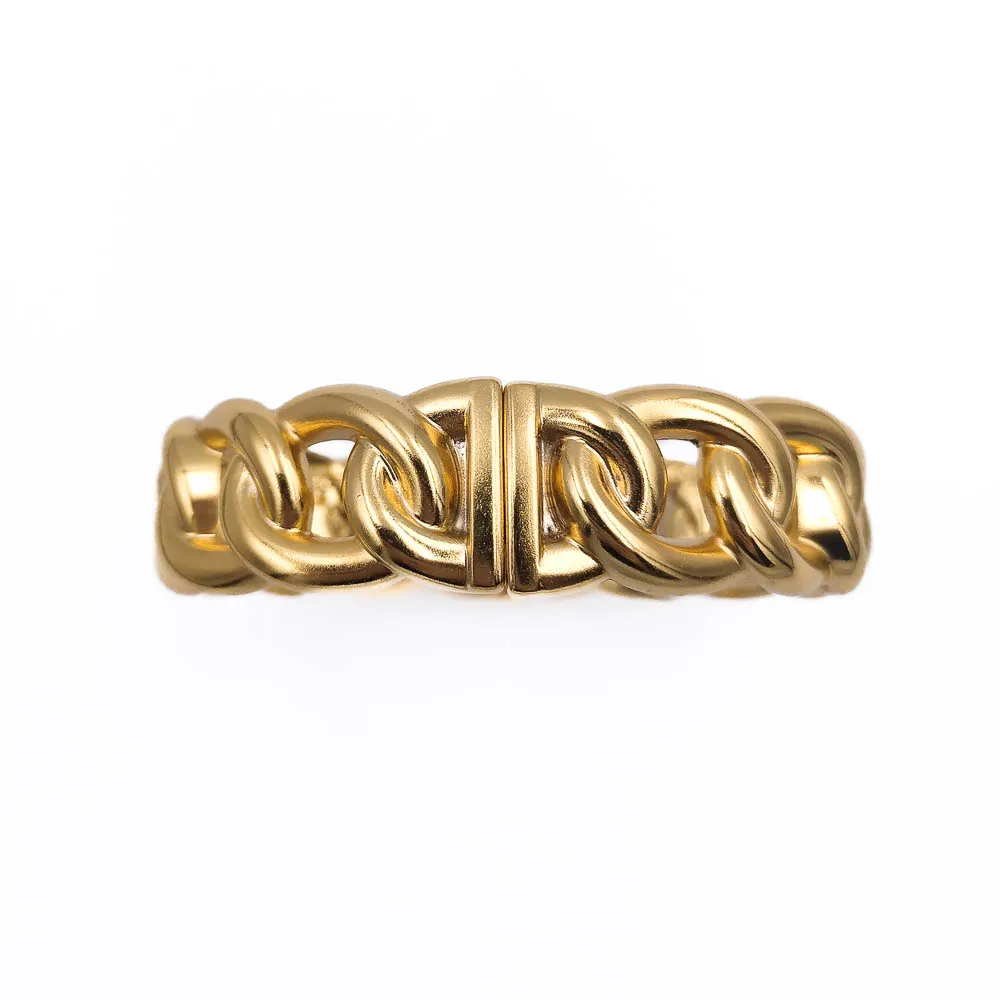 Bracelete Elos Rígidos Correntaria Banhado a Ouro 18k