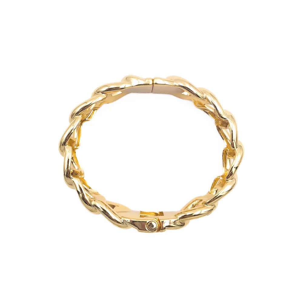 Bracelete Elos Rígidos Correntaria Banhado a Ouro 18k