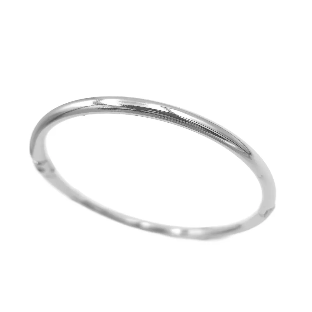 Bracelete Aro Liso Banhado a Ródio Branco