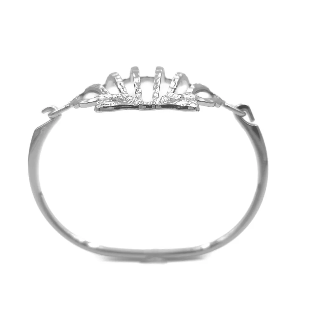 Bracelete Concha Vazado Banhado a Ródio Branco