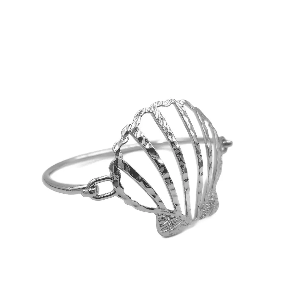 Bracelete Concha Vazado Banhado a Ródio Branco