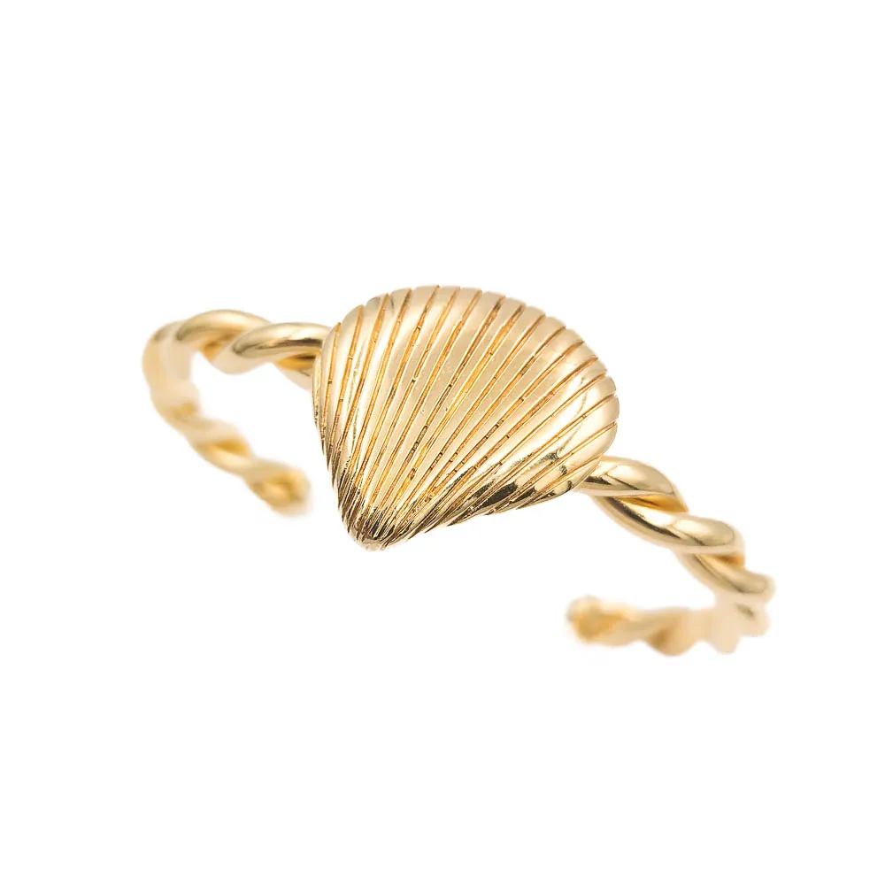 Bracelete Trançado com Concha Banhado a Ouro 18k