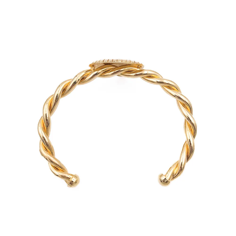 Bracelete Trançado com Concha Banhado a Ouro 18k