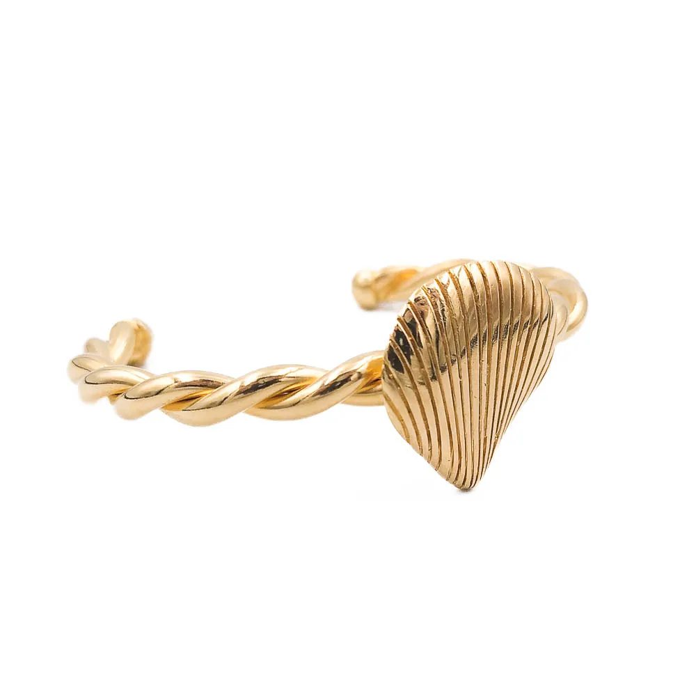Bracelete Trançado com Concha Banhado a Ouro 18k
