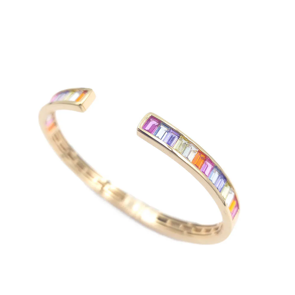 Bracelete Cravejado Zircônias Coloridas Banhado a ouro 18k