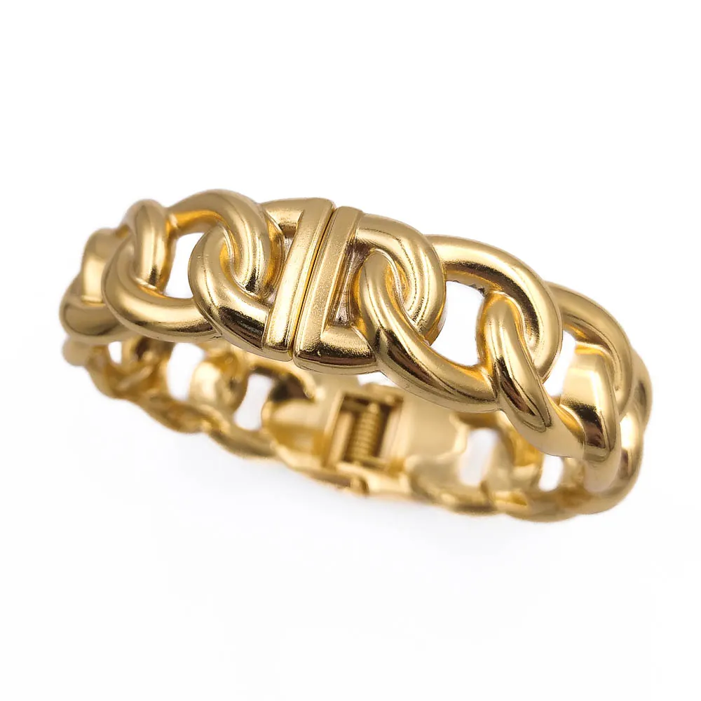 Bracelete Elos Rígidos Correntaria Banhado a Ouro 18k