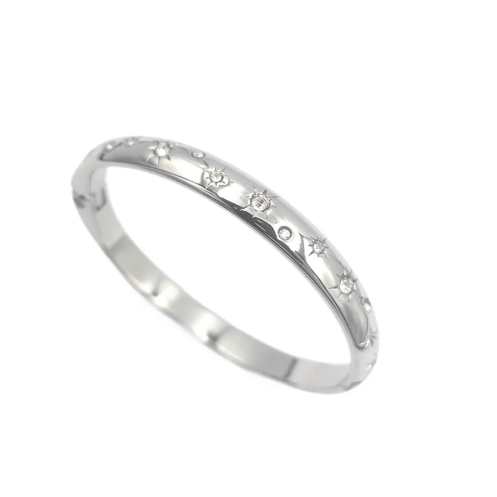 Bracelete Star Banhado a Ródio Branco
