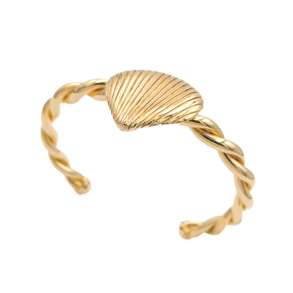 Bracelete Trançado com Concha Banhado a Ouro 18k