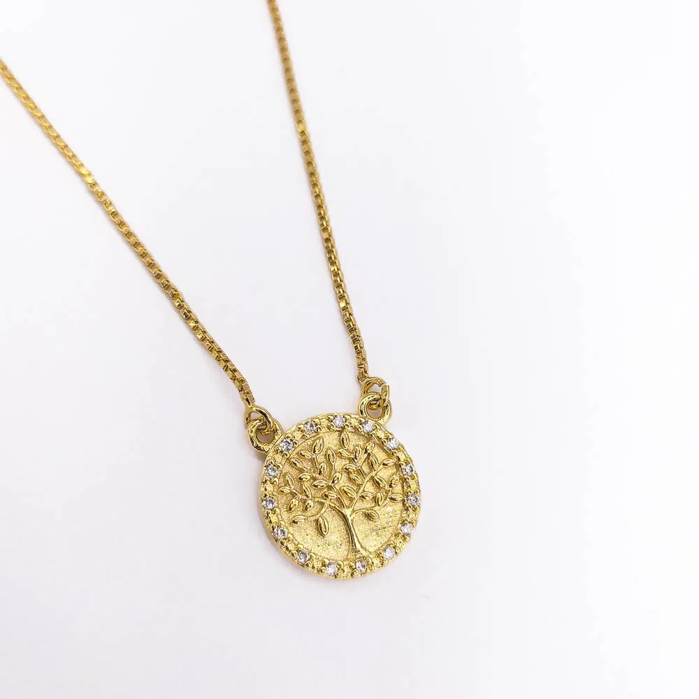 Colar Árvore da Vida Cravejado Banhado a Ouro 18k