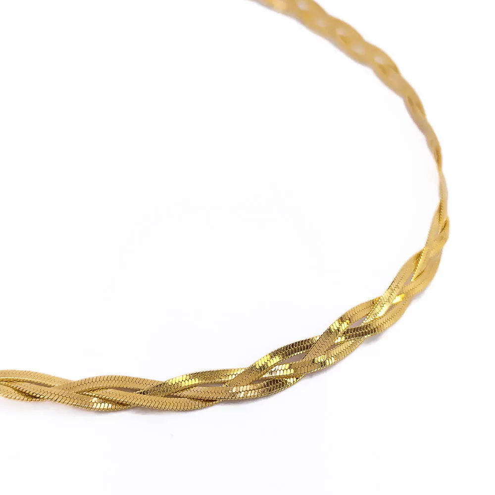 Colar Fita Trançada Banhada a Ouro 18k