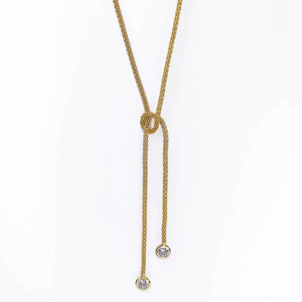Colar Gravatinha Elo Sanfona Banhado a Ouro 18k