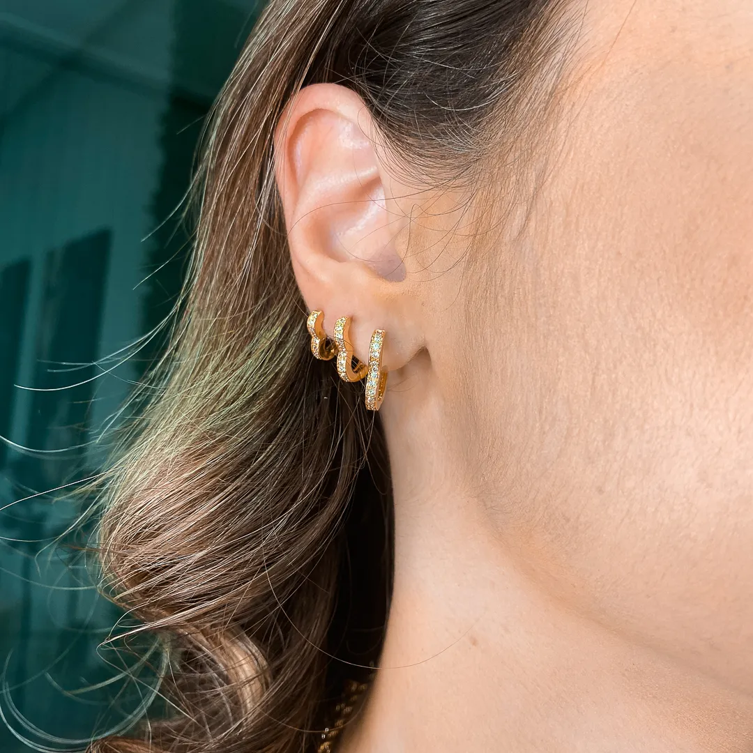 Argolinha de Coração Cravejada Banhada a Ouro 18k 12mm
