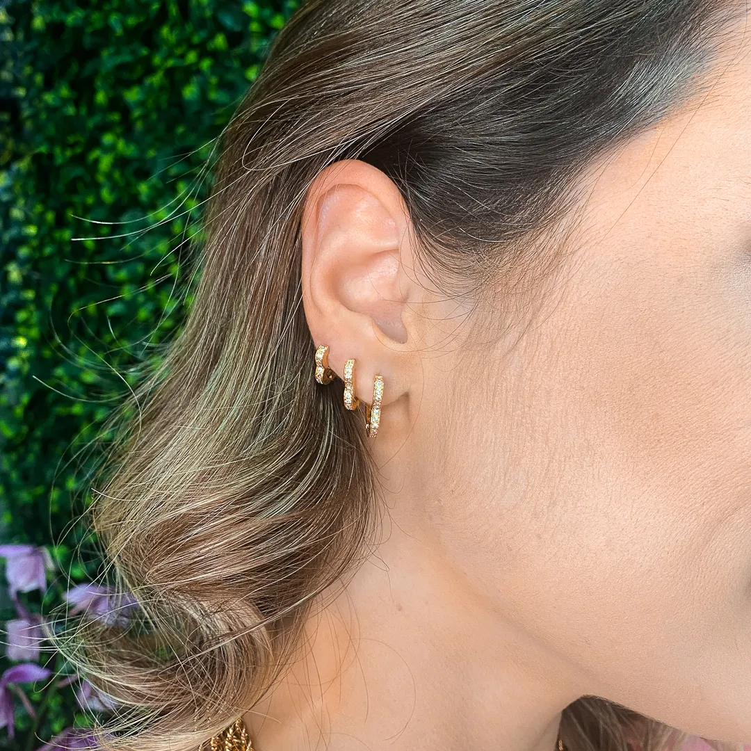 Argolinha de Coração Cravejada Banhada a Ouro 18k 10mm