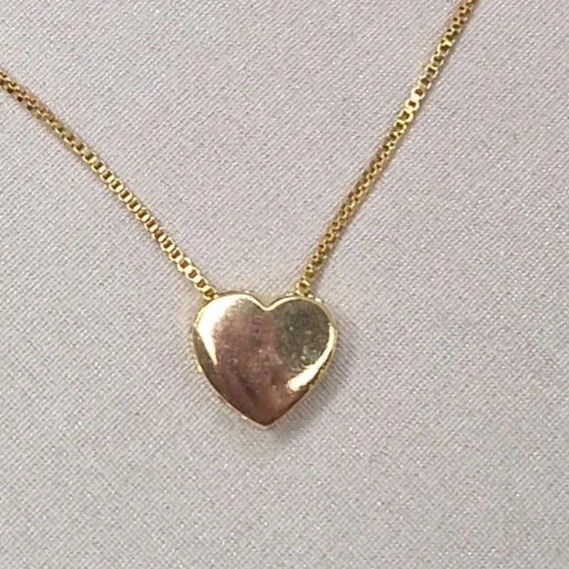 Conjunto Colar e Brinco Coração Liso Banhado a Ouro 18k